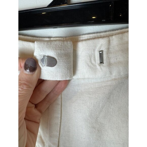 J Crew Shorts Women 10 White Linen Cotton Blend Scalloped Hem Preppy Vacation - Picture 6 of 9